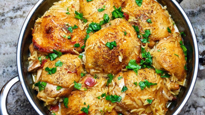 Skillet Chicken Marsala and Orzo