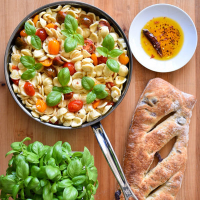 Orecchiette with Heirloom Tomatoes and Mozzarella