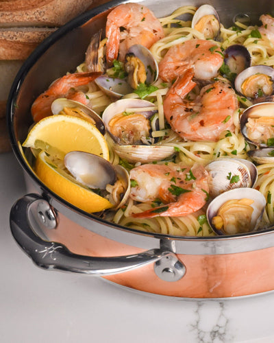 Spicy Linguine with Clams and Shrimp
