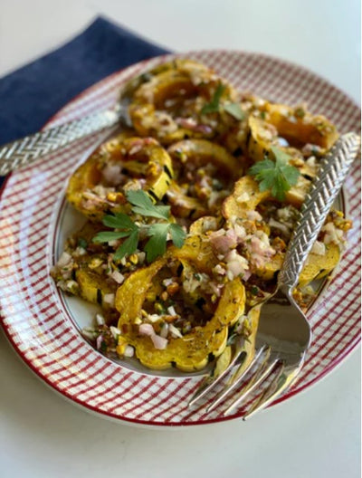 Roasted Delicata with Pistachios