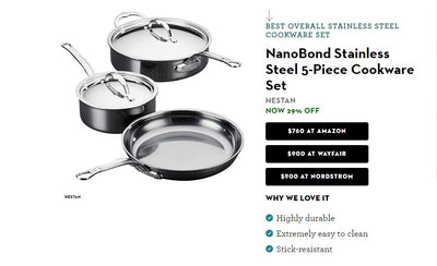 NanoBond 5-Piece Set Named Best Overall Stainless Steel Cookware Set