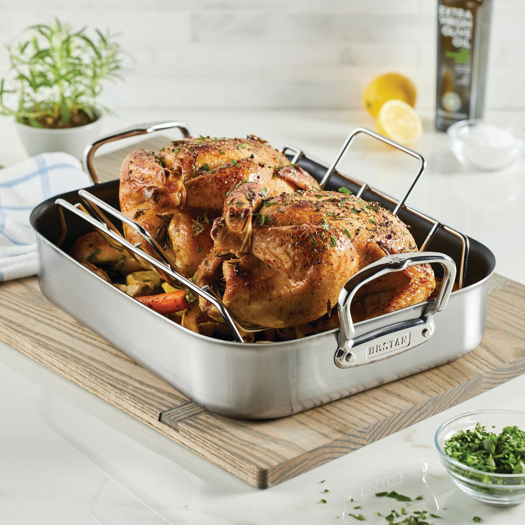 Hestan Provisions Classic Clad Nonstick Roaster with Stainless